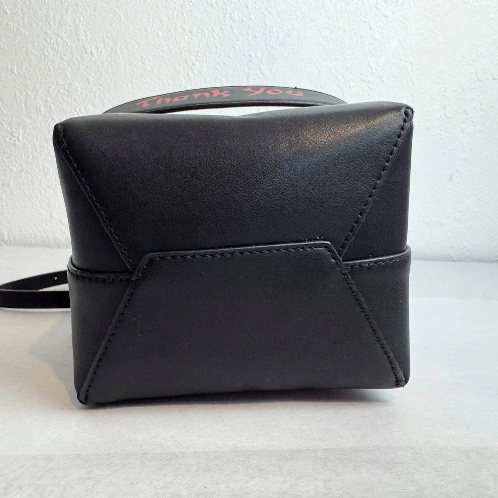 Black Chinese Takeout Box Crossbody Bag Red Pagoda Thank You Novelty Purse - Picture 6 of 9